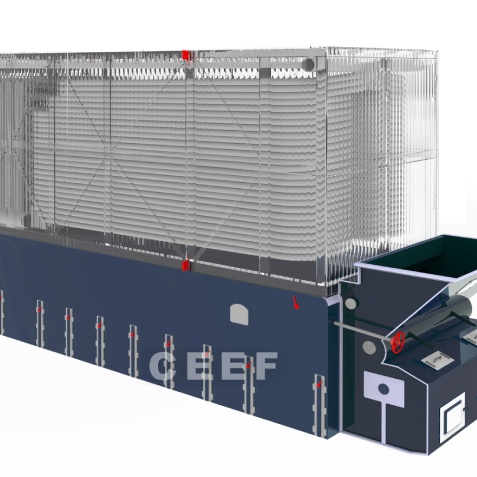 Industrial coal-fired thermal oil heater system with low-pressure high-temp operation